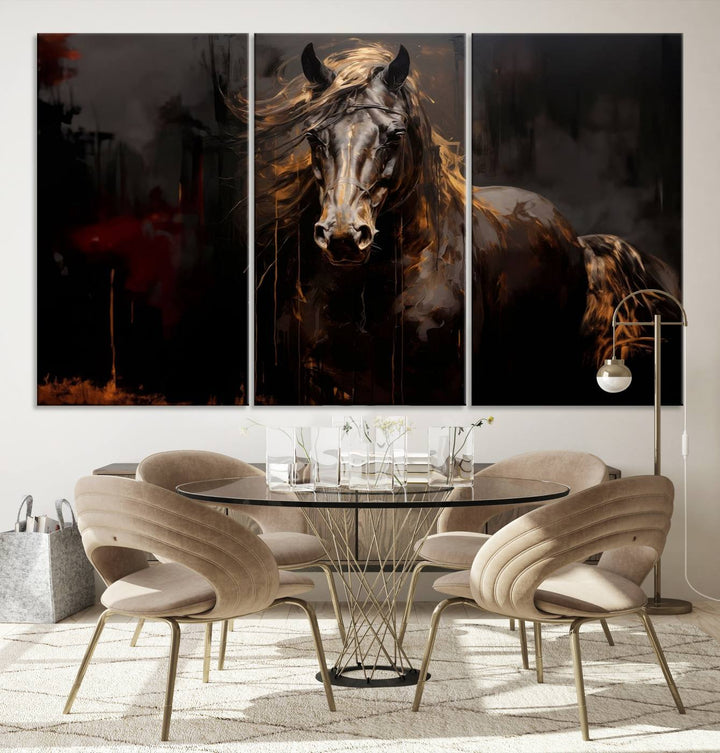 Abstract Black Horse Canvas Print | Abstract Equine Wall Art | Western Decor Print | Horse Lover Gift | Farmhouse & Cabin Wall Art