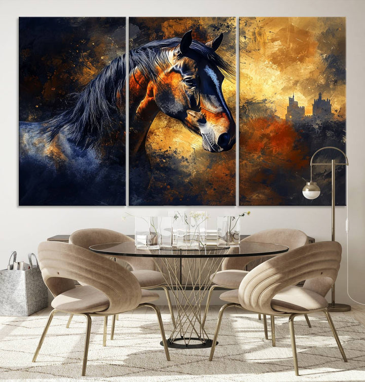 Abstract Horse Art Print - Abstract Canvas Wall Art | Perfect for Rustic Farmhouse, Modern, or Equestrian Wall Decor | Horse Lovers Home Decor