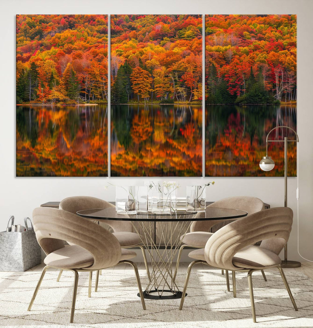 Autumn Reflection Canvas Print, Stunning Fall Foliage Wall Art, Serene Lake Landscape, Perfect Seasonal Decor Print