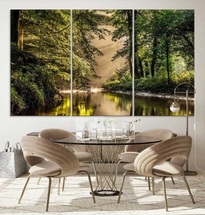 Forest River Landscape Wall Art | Ready to Hang Canvas Print | Perfect for Farmhouse Wall Decor, Cabin Wall Art, Nature-Inspired Home Décor