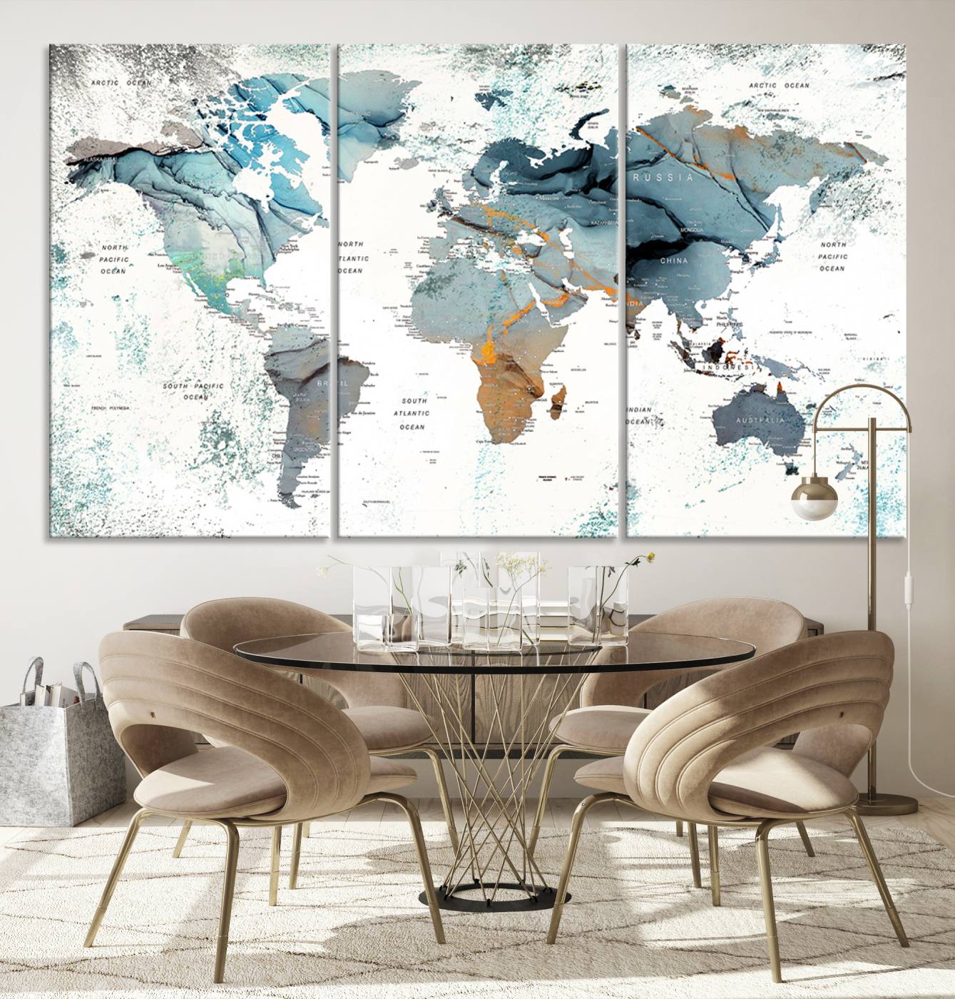 48730-MGV-CV-36X24-Push Pin World Map Canvas Print – Framed Wall Art for Couples to Track Their Travels – Anniversary Gift or Home Adventure Decor