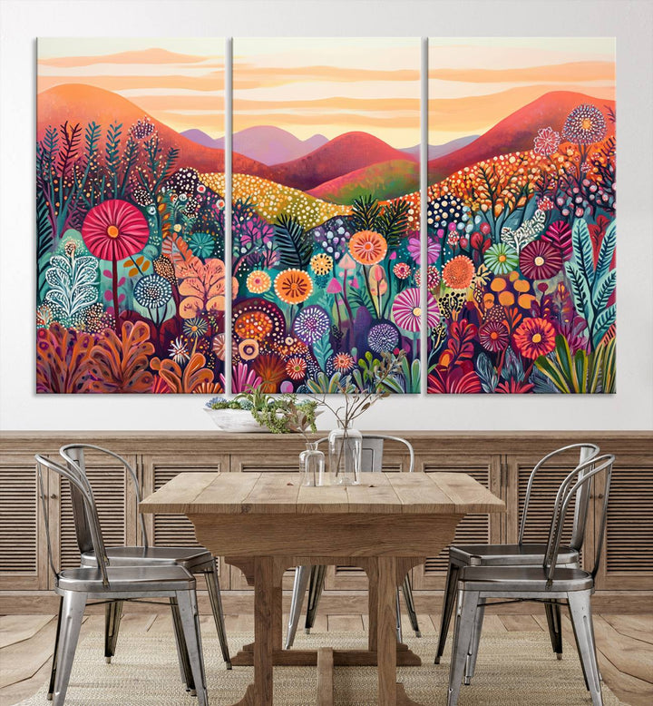 Yayoi Kusama 1986 Wall Art Print – Yayoi Kusama Wabi Sabi Japanese Wall Art Print - Vibrant Abstract Landscape Canvas