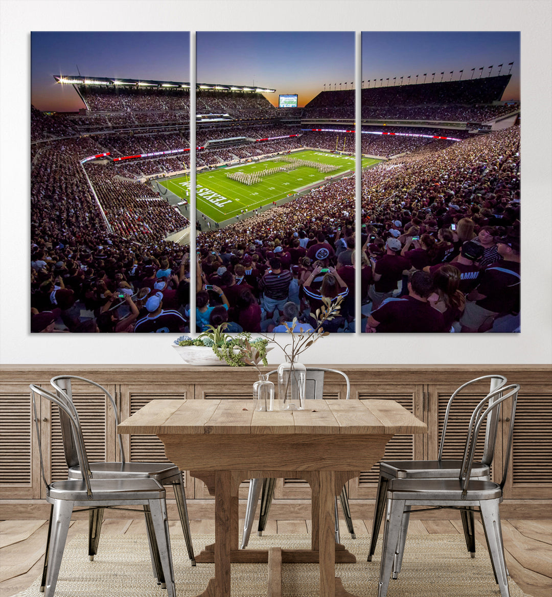 Texas A&M University Aggies Football Team Print - College Station Kyle Field Stadium Wall Art Canvas Print