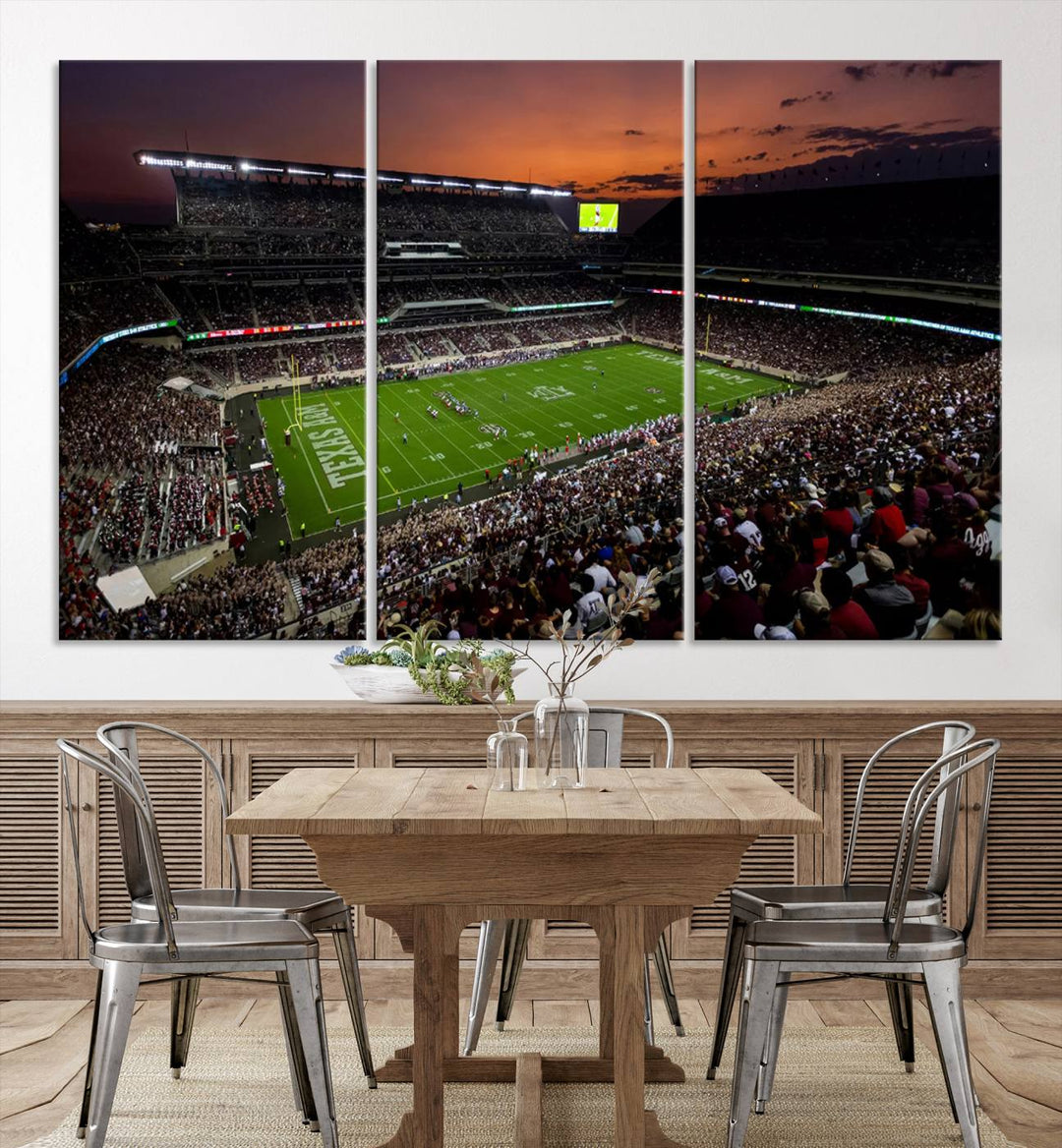 Canvas print of the Texas A&M University Aggies football team at Kyle Field Stadium.