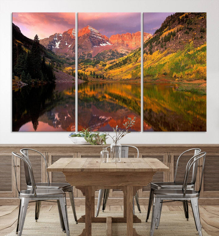 Colorado Rockies Mountain Sunset Wall Art | Ready to Hang and Framed | Scenic Nature Landscape Canvas Print