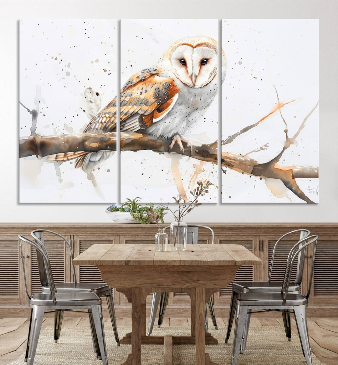 Nature enthusiasts will love the Barn Owl Wall Art on Branch, a stunning canvas print that is ready to hang and beautifully framed.