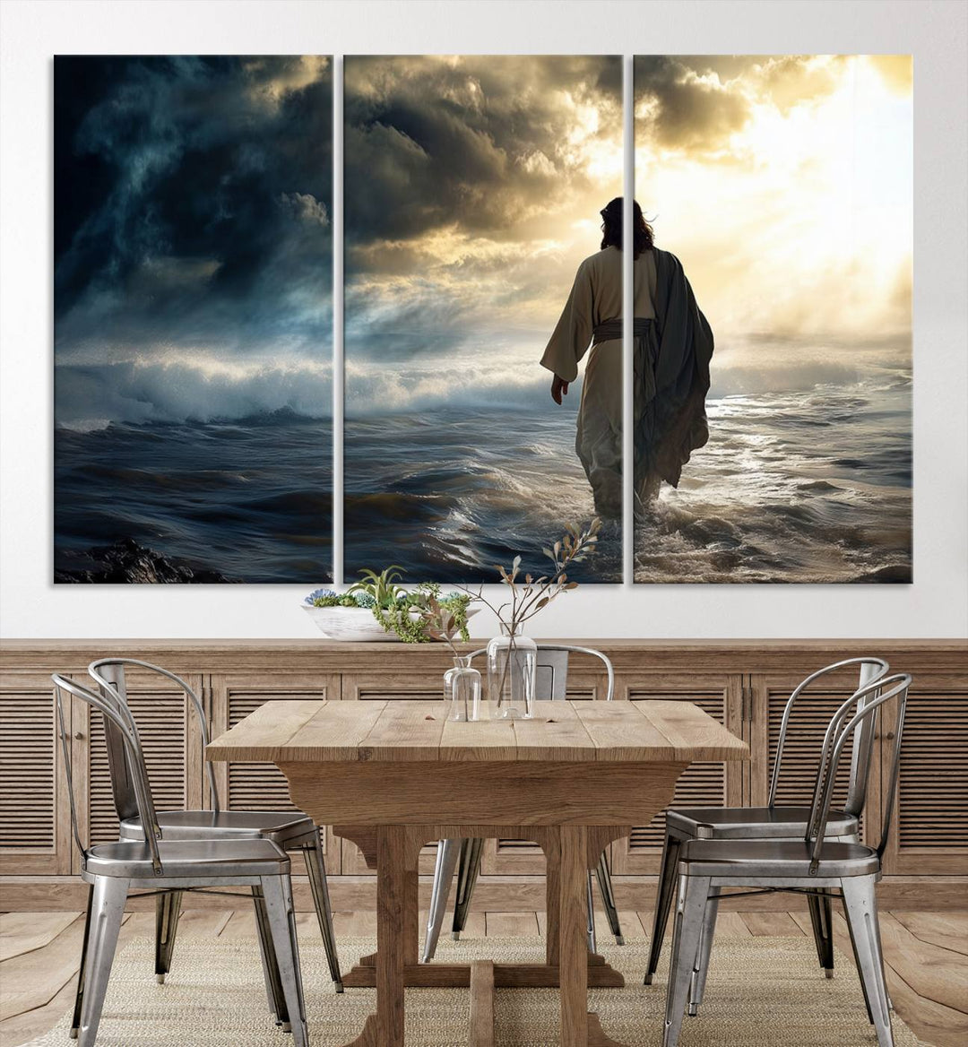 Jesus Walking on Water Wall Art | Canvas Print | Ready to Hang | Christian Home Decor | Spiritual Faith Wall Art | Inspirational Religious Wall Decor