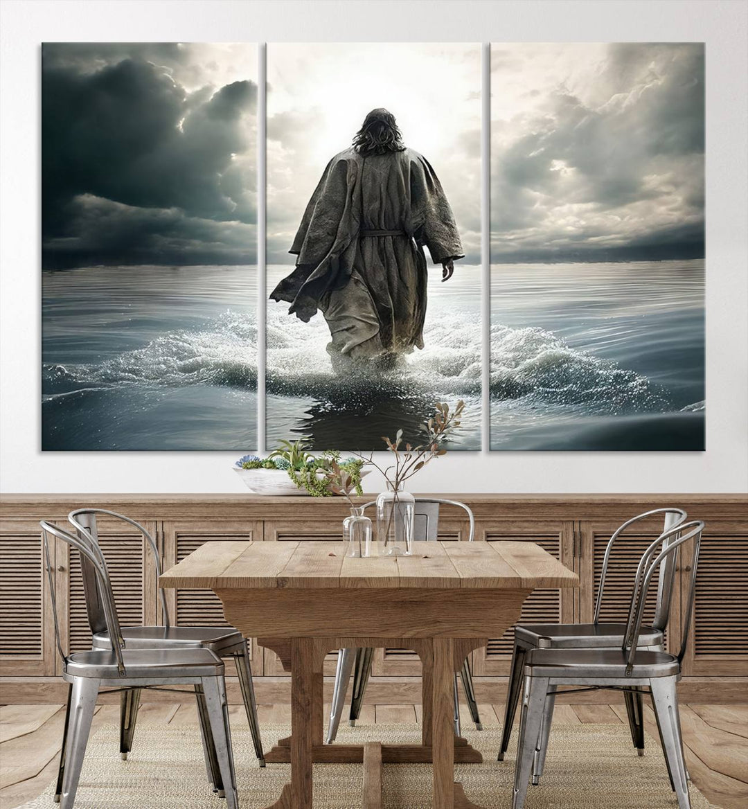 Jesus Walking on Water Wall Art | Canvas Print | Ready to Hang | Christian Home Decor | Spiritual Faith Wall Art | Inspirational Religious Wall Decor