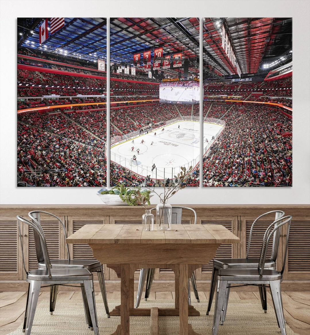 Barton Malow Little Caesars Arena Detroit Wall Art Canvas Print - Detroit Hockey and Basketball Stadium Print