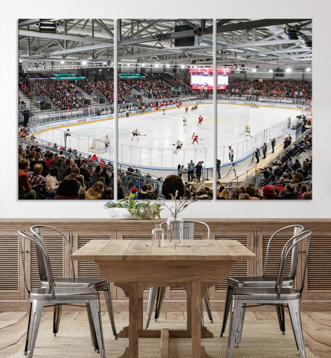 Lausanne Arena Ice Hockey Stadium Wall Art Canvas Print