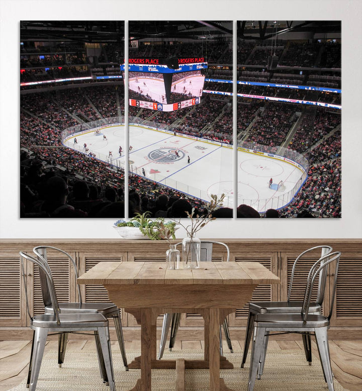 Rogers Place Edmonton Oilers Ice Hockey Stadium Wall Art Canvas Print