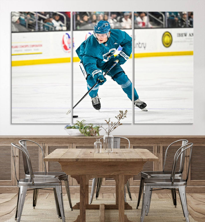 San Jose SharksIce Hockey Player Wall Art Canvas Print