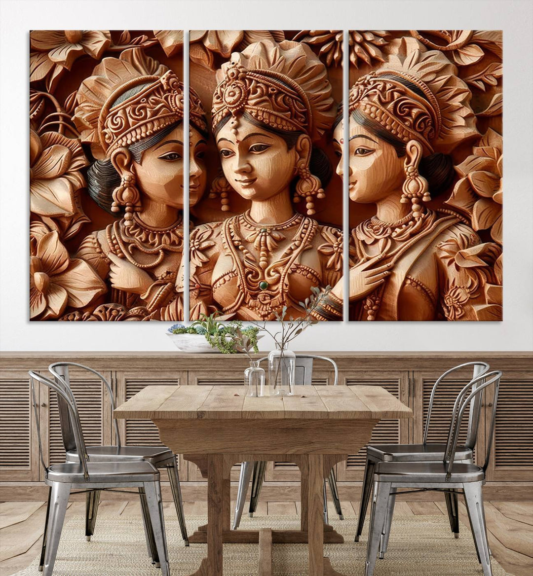 Indian Woman Statue Wall Art Canvas Print