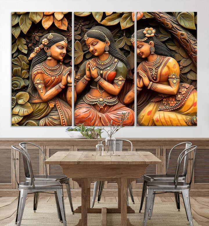 Indian Woman Statue Wall Art Canvas Print