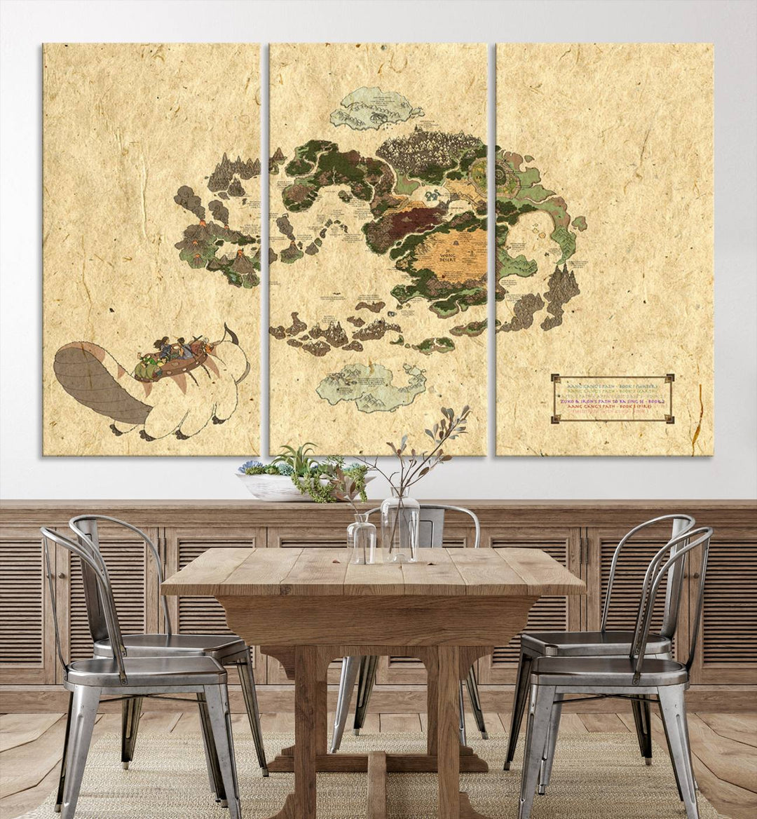 Last Air-Bender Avatar World Map Wall Art Canvas PrintWall Art Canvas Print