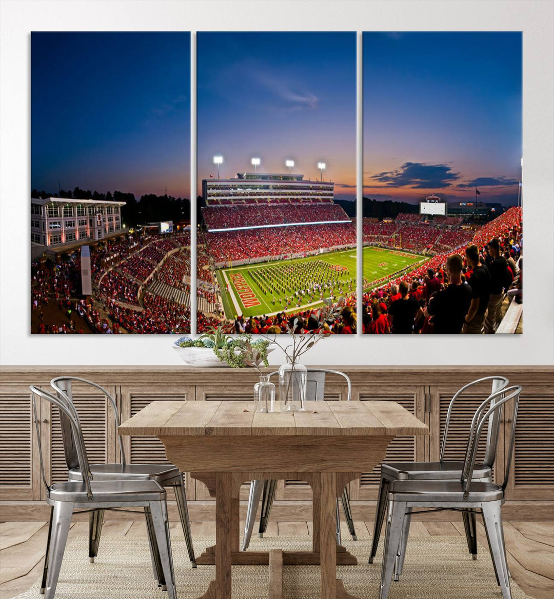 NC State Wolfpack Football Team Print - Raleigh Carter-Finley Stadium Wall Art Canvas Print