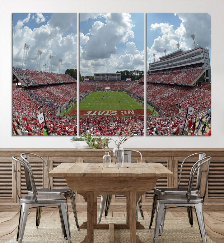 NC State Wolfpack Football Team Print - Raleigh Carter-Finley Stadium Wall Art Canvas Print