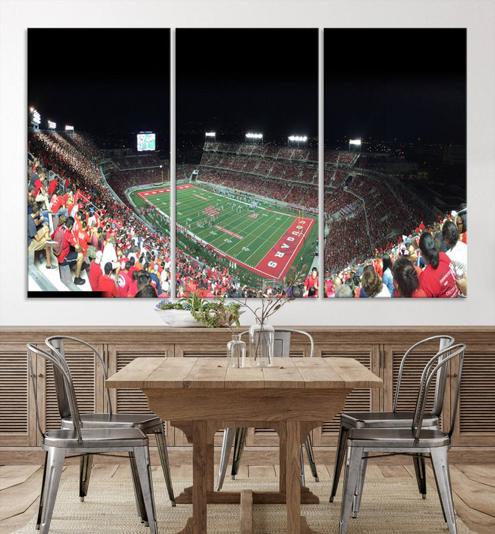 Houston Cougars Football Team Print - Houston TDECU Stadium Wall Art Canvas Print