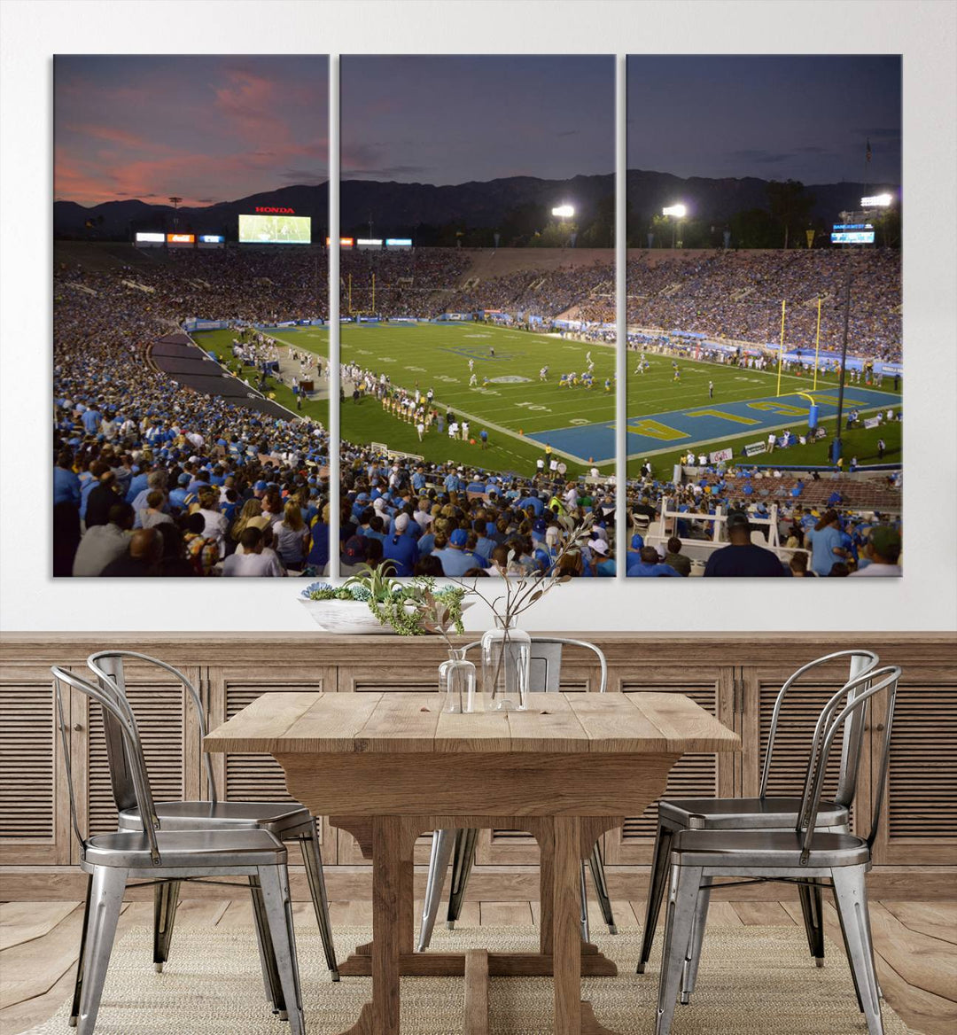 UCLA Bruins Football Team Print - Pasadena Rose Bowl Stadium Wall Art Canvas Print