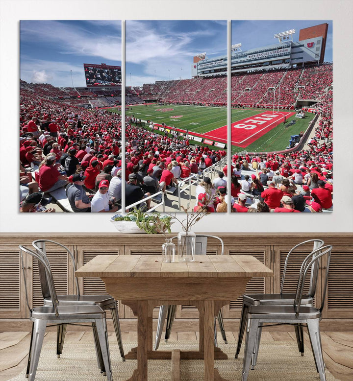 Utah Utes Football Team Print - Salt Lake City Rice-Eccles Stadium Wall Art Canvas Print