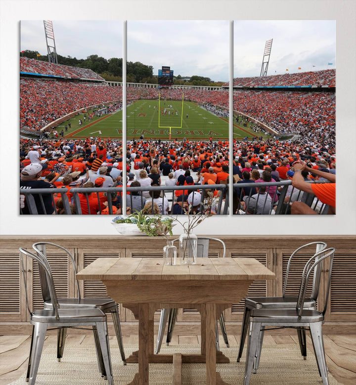 Virginia Cavaliers Football Team Print - Charlottesville Scott Stadium Wall Art Canvas Print