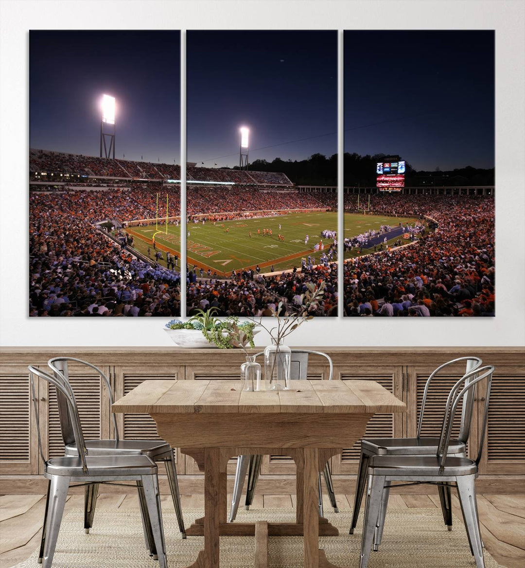 Virginia Cavaliers Football Team Print - Charlottesville Scott Stadium Wall Art Canvas Print