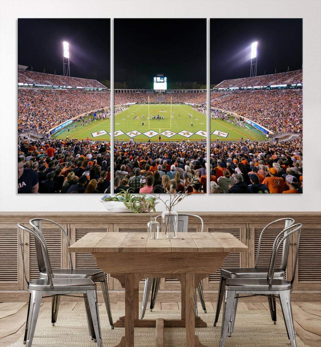 Virginia Cavaliers Football Team Print - Charlottesville Scott Stadium Wall Art Canvas Print