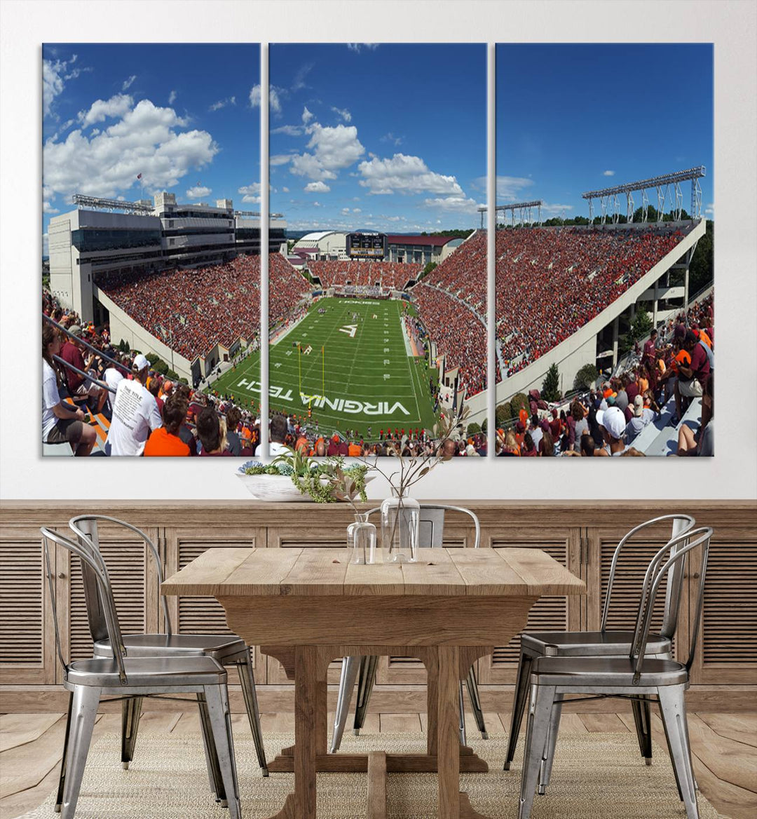 Virginia Tech Hokies Football Team Print - Blacksburg Lane Stadium Wall Art Canvas Print