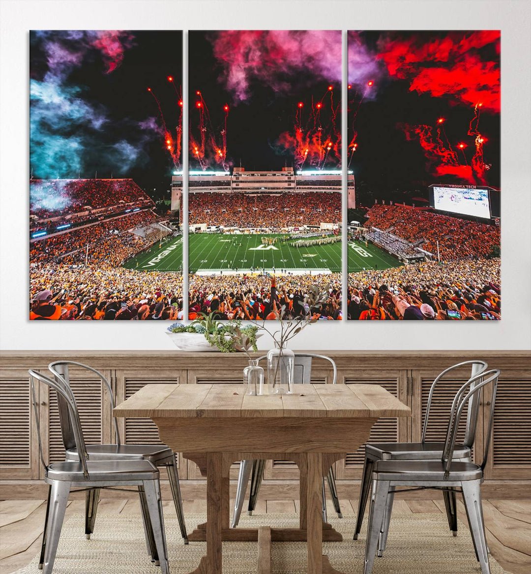 Virginia Tech Hokies Football Team Print - Blacksburg Lane Stadium Wall Art Canvas Print