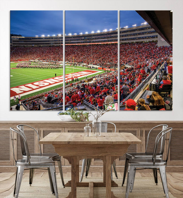 Wisconsin Badgers Football Team Print - Madison Camp Randall Stadium Wall Art Canvas Print