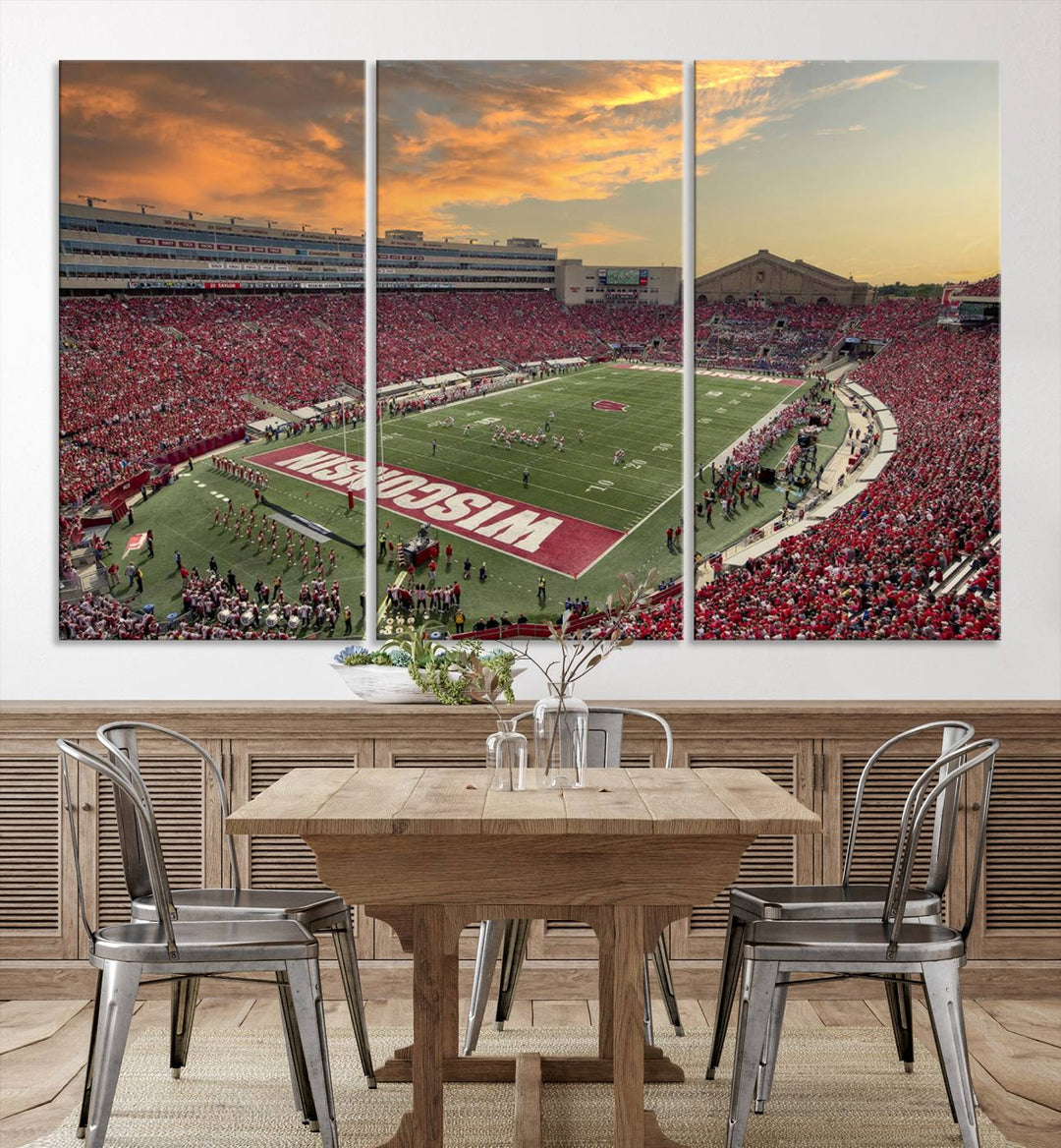 Wisconsin Badgers Football Team Print - Madison Camp Randall Stadium Wall Art Canvas Print