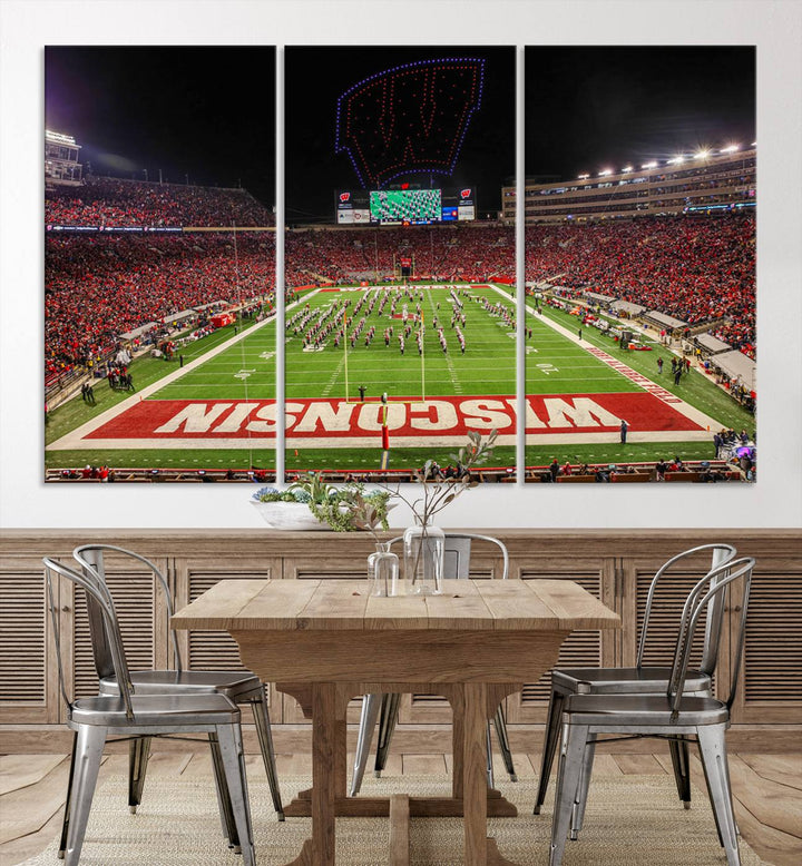 Wisconsin Badgers Football Team Print - Madison Camp Randall Stadium Wall Art Canvas Print