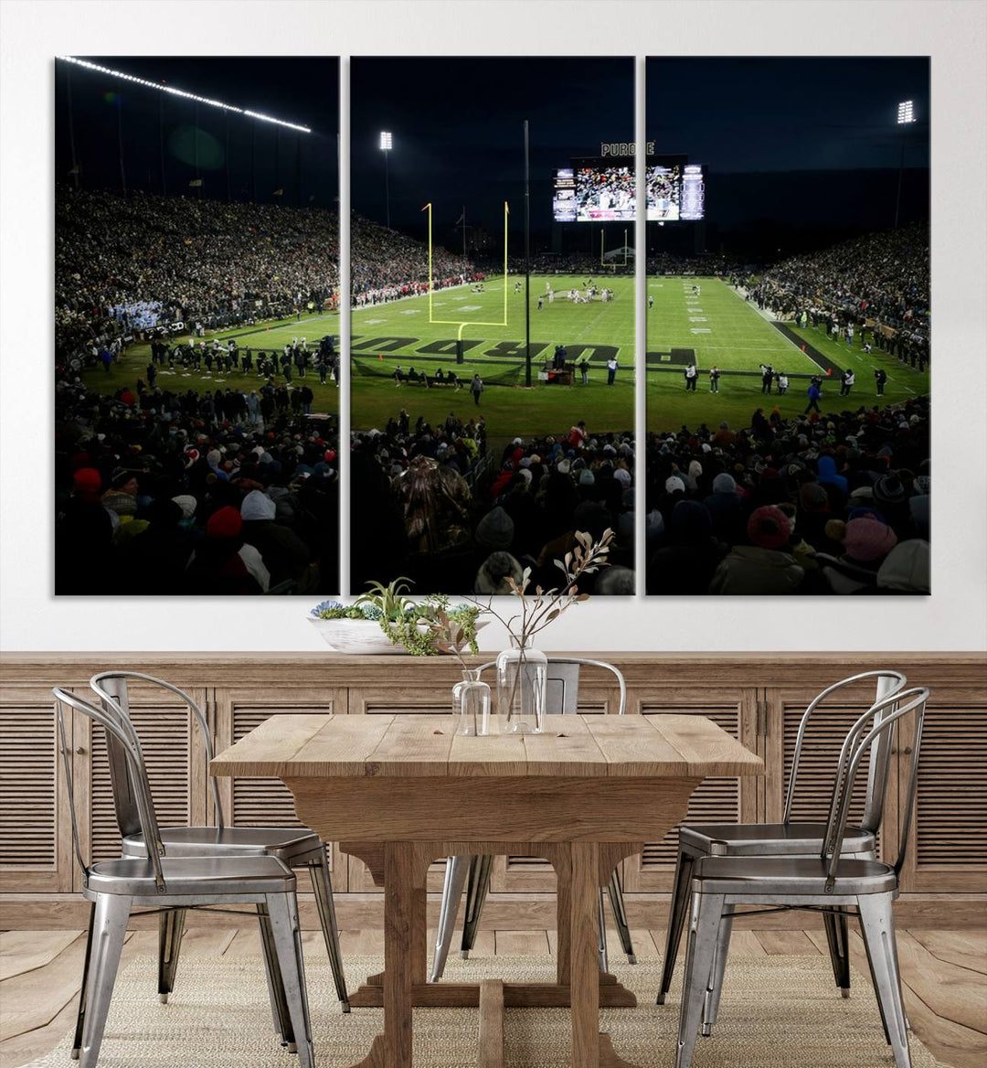 Purdue Boilermakers Football Team Print - West Lafayette Ross–Ade Stadium Wall Art Canvas Print