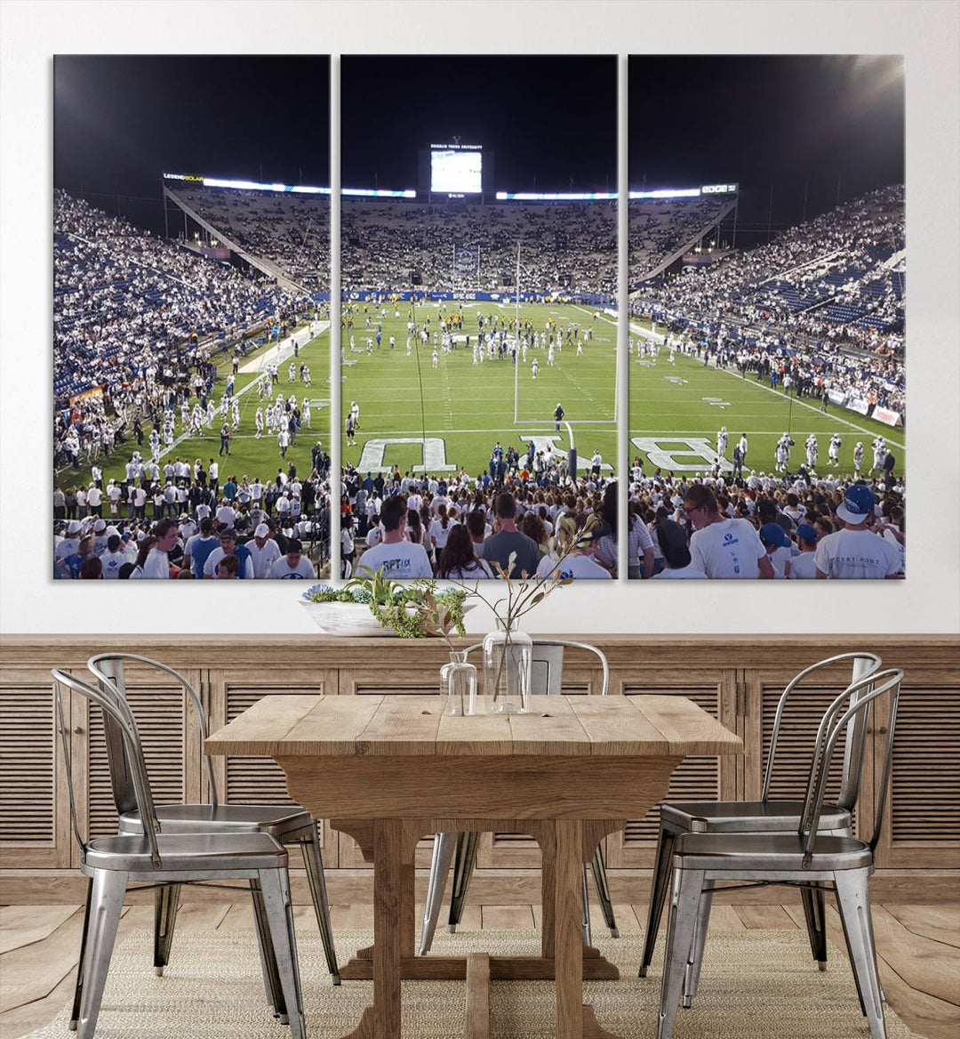 Brigham Young University Cougars Football Team Print - Provo LaVell Edwards Stadium Wall Art Canvas Print.