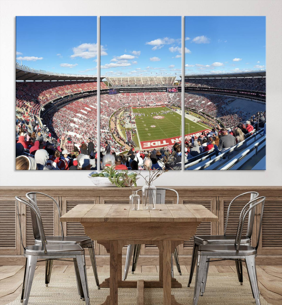 University of Alabama Crimson Tide Football Team Print - Tuscaloosa Bryant-Denny Stadium Wall Art Canvas Print