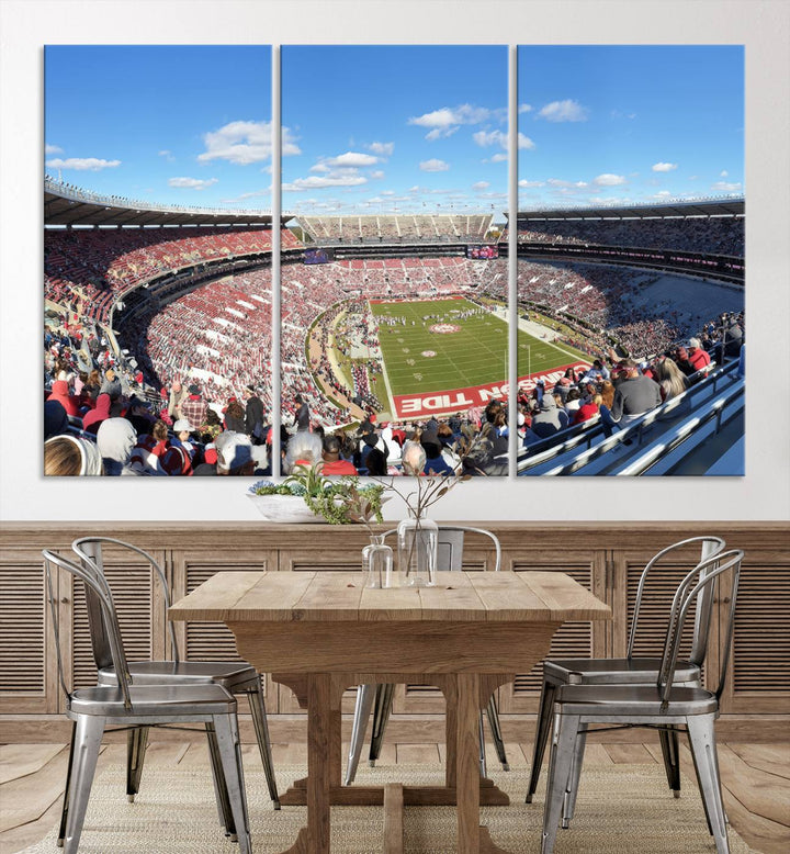 University of Alabama Crimson Tide Football Team Print - Tuscaloosa Bryant-Denny Stadium Wall Art Canvas Print