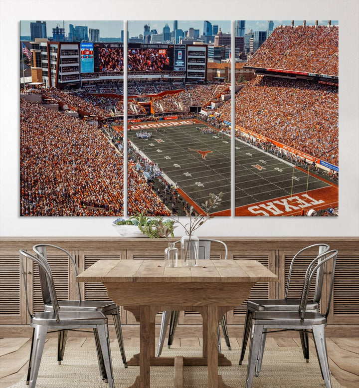 University of Texas Longhorns Football Team Print - Austin Darrell K Royal-Texas Memorial Stadium Wall Art Canvas Print