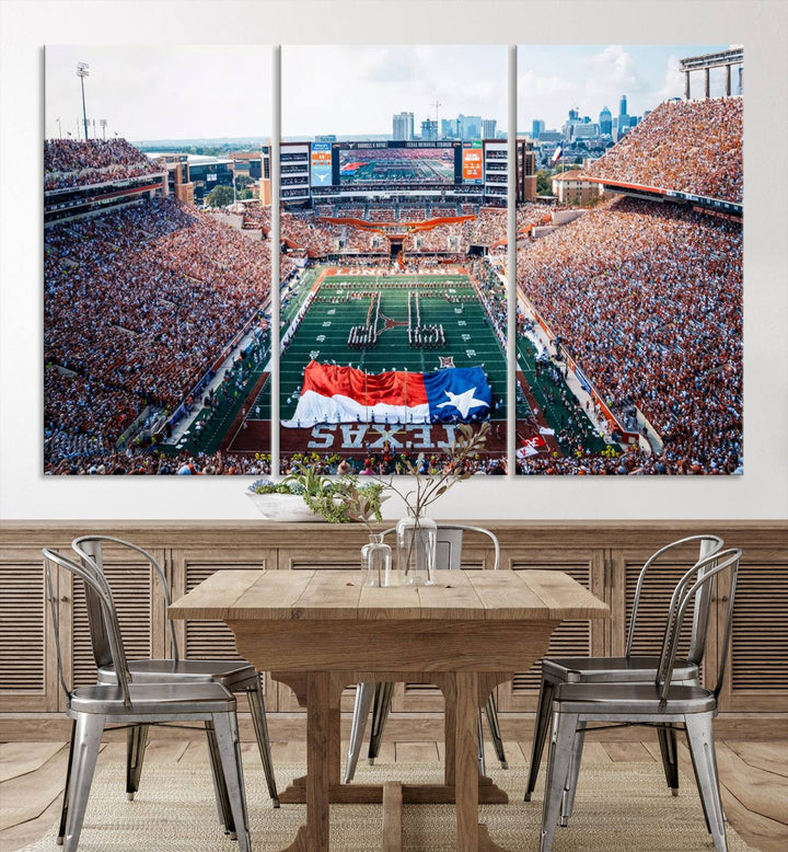 University of Texas Longhorns Football Team Canvas Print - Austin Darrell K Royal-Texas Memorial Stadium Wall Art Canvas Print