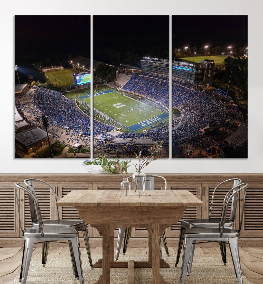 Duke University Blue Devils Football Team Print - Durham Wallace Wade Stadium Wall Art Canvas Print