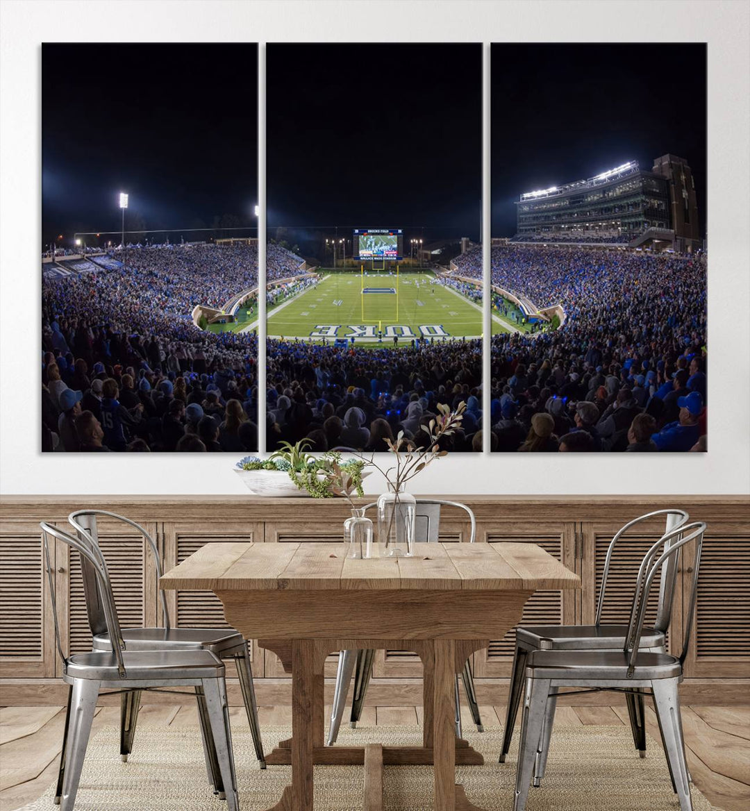 Duke University Blue Devils Football Team Print - Durham Wallace Wade Stadium Wall Art Canvas Print