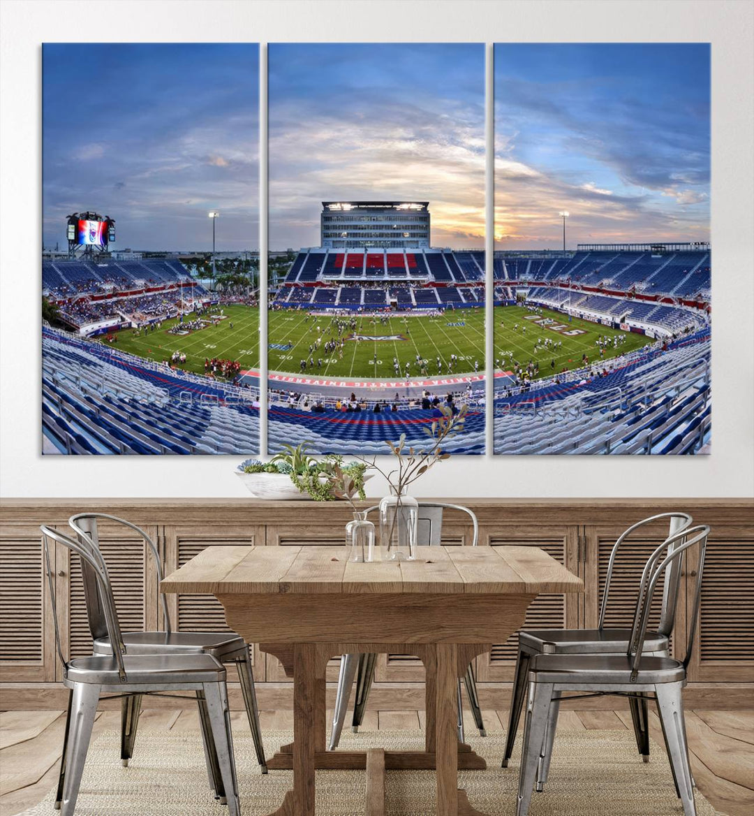 Florida Atlantic University Owls Football Team Print - Boca Raton FAU Stadium Wall Art Canvas Print