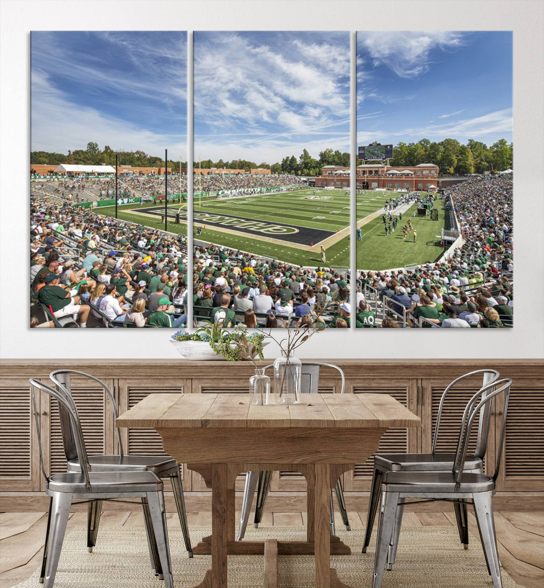 University of Charlotte 49ers Football Team Print - Charlotte Jerry Richardson Stadium Wall Art Canvas Print