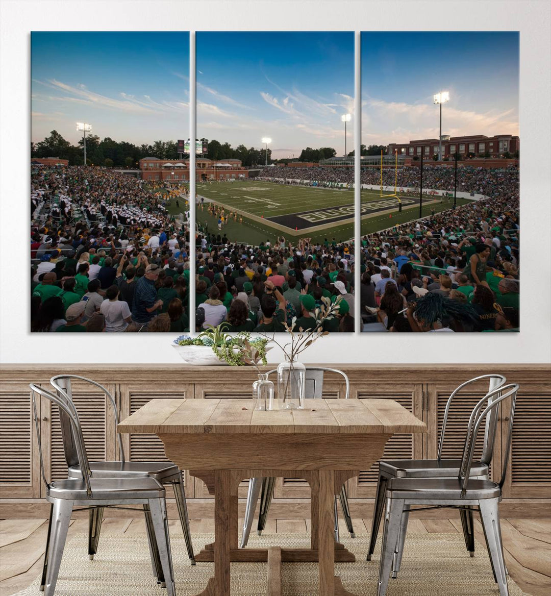 University of Charlotte 49ers Football Team Print - Charlotte Jerry Richardson Stadium Wall Art Canvas Print