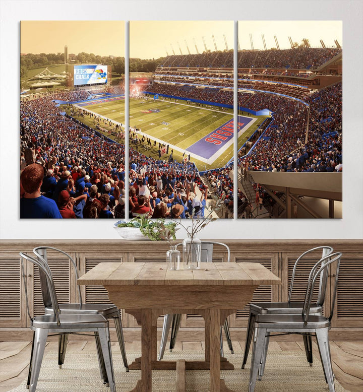 University of Kansas Jayhawks Football Team Print - Lawrence Kansas Memorial Stadium Wall Art Canvas Print