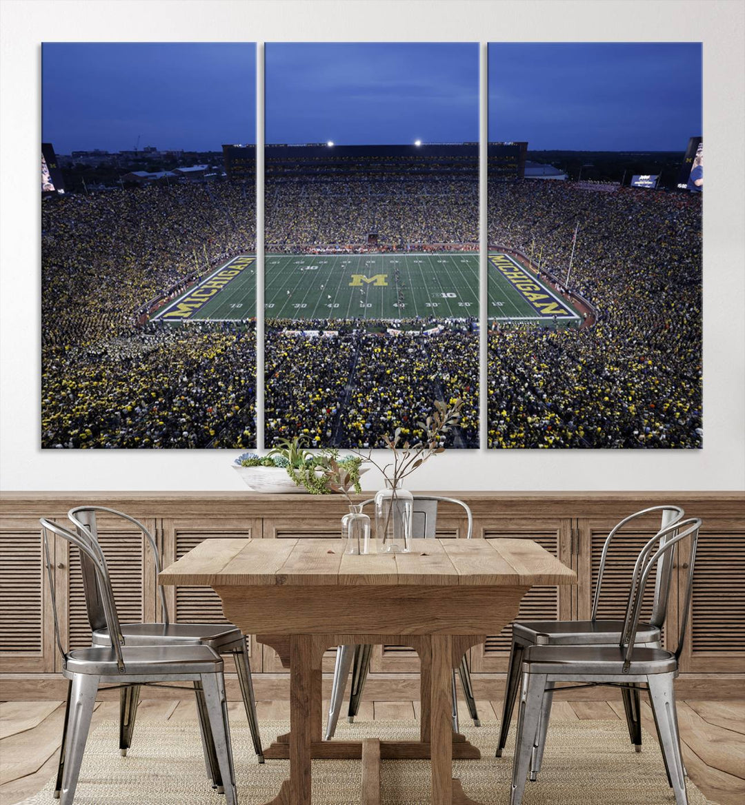 University of Michigan Wolverines Football Team Print - Ann Arbor Michigan Stadium Wall Art Canvas Print