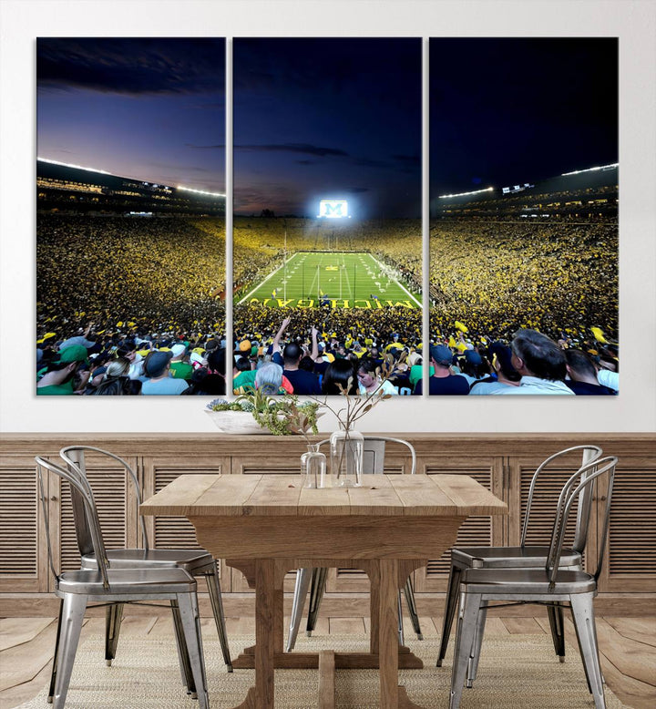 University of Michigan Wolverines Football Team Print - Ann Arbor Michigan Stadium Wall Art Canvas Print