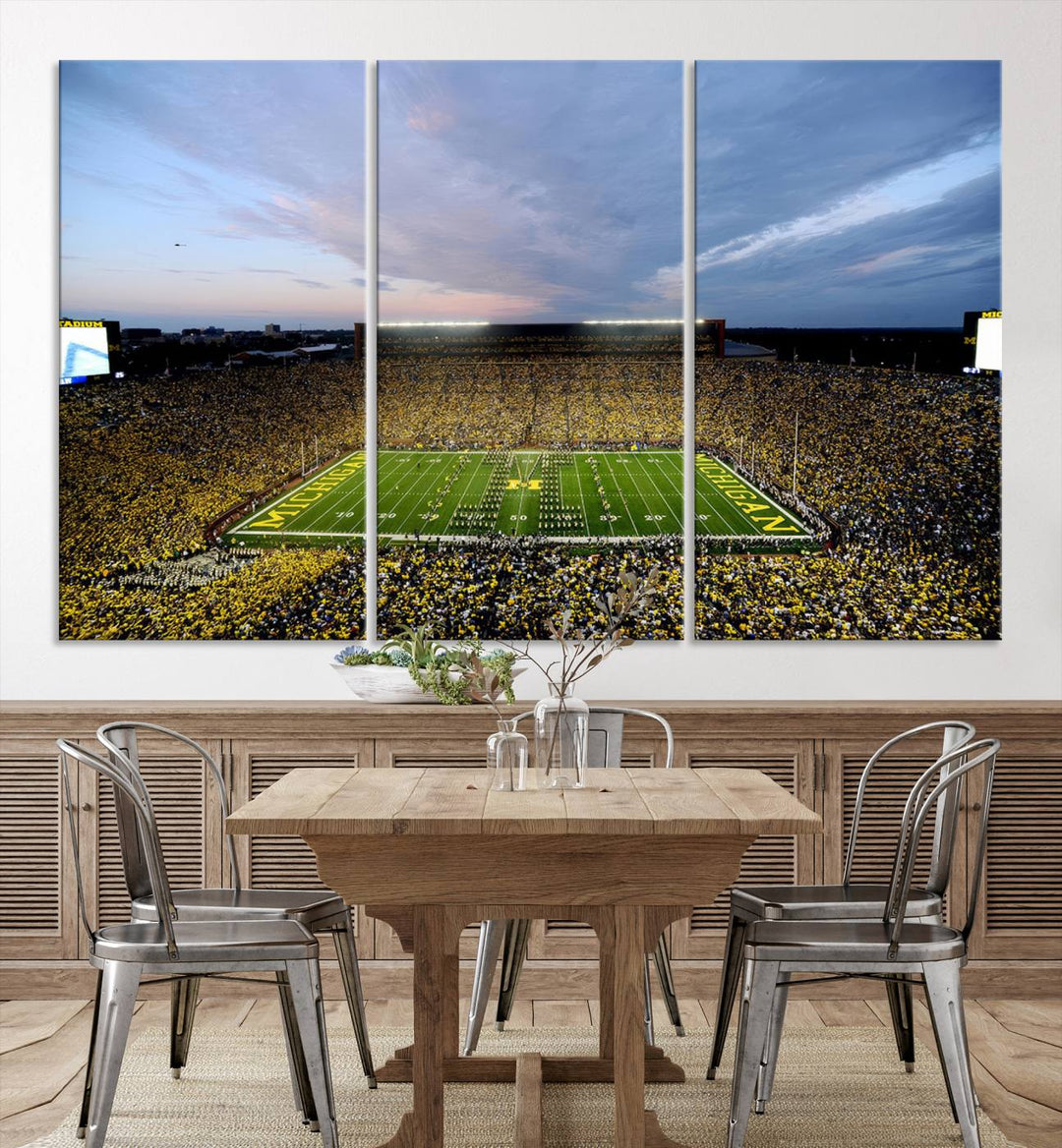 University of Michigan Wolverines Football Team Print - Ann Arbor Michigan Stadium Wall Art Canvas Print