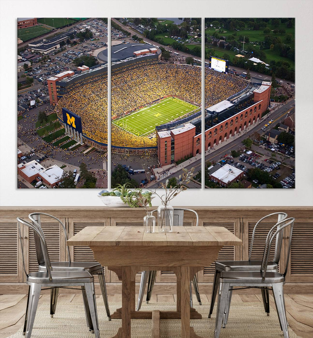 University of Michigan Wolverines Football Team Print - Ann Arbor Michigan Stadium Wall Art Canvas Print