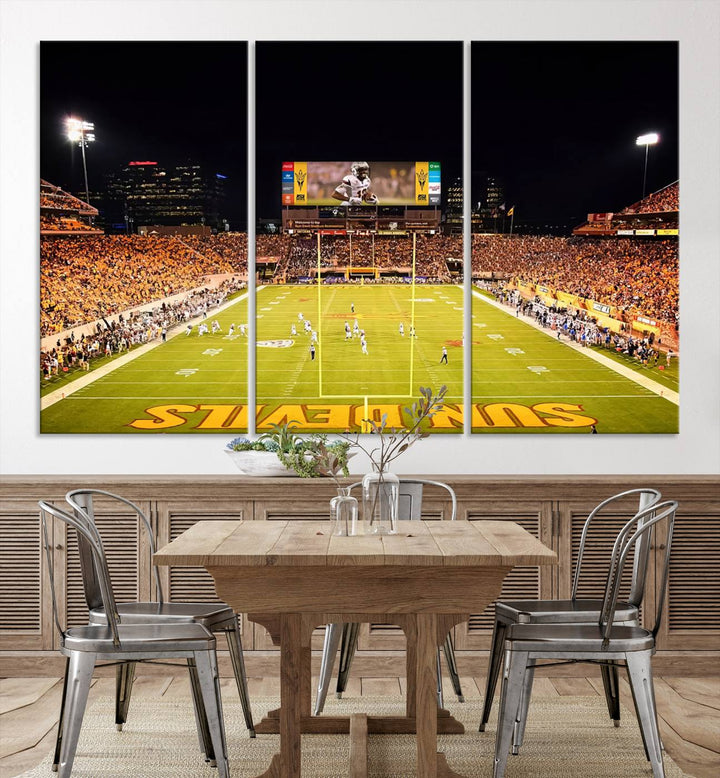 ASU Sun Devils Football Team Print - Phoenix Mountain America Stadium Wall Art Canvas Print