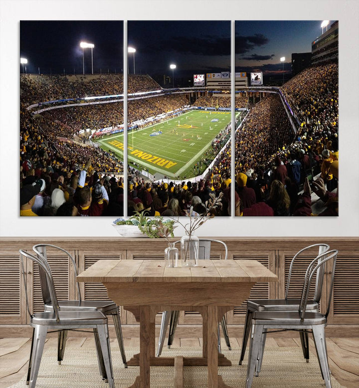 ASU Sun Devils Football Team Print - Phoenix Mountain America Stadium Wall Art Canvas Print